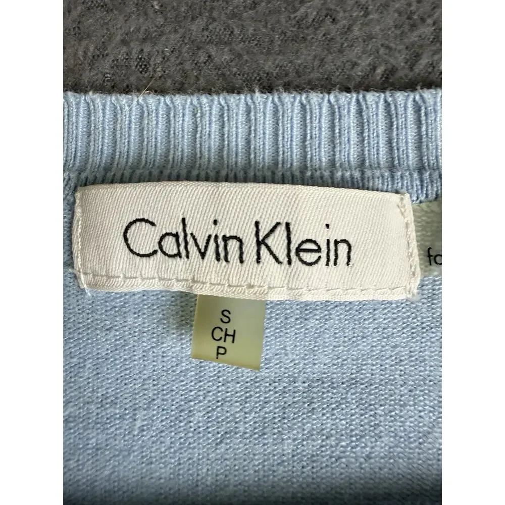 CALVIN KLEIN Cotton Blue/White Striped Button Front Sweater Cardigan S
